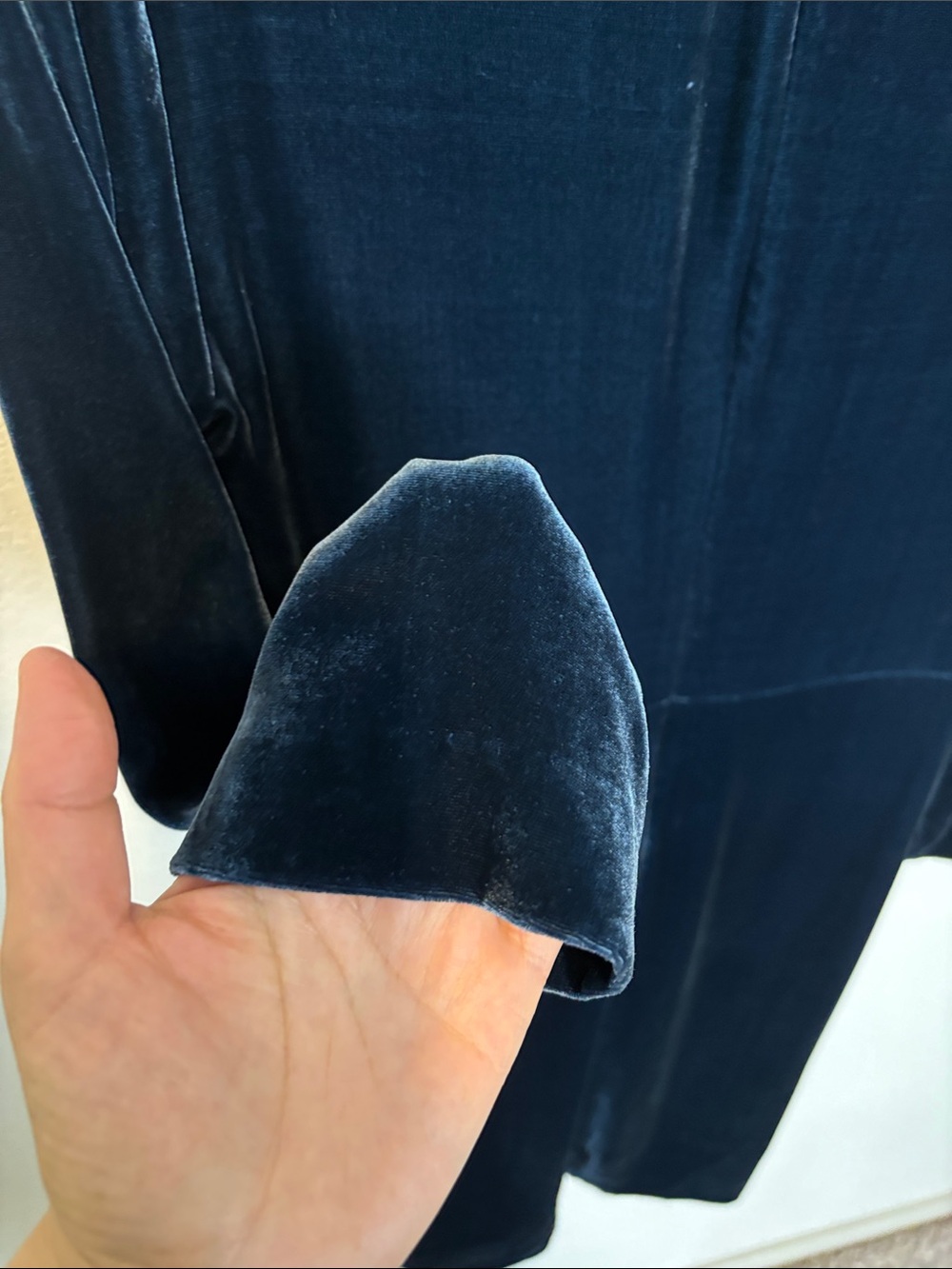 Theory Navy Blue Velvet Long Sleeve wrap Dress - Picture 5 of 8